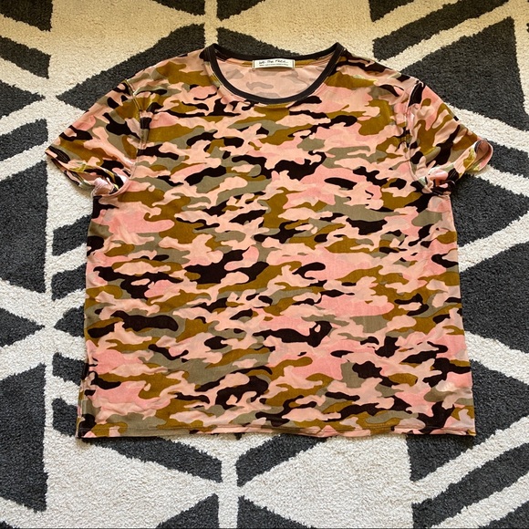 Free people camo burnout velour tee (small) - Picture 2 of 5